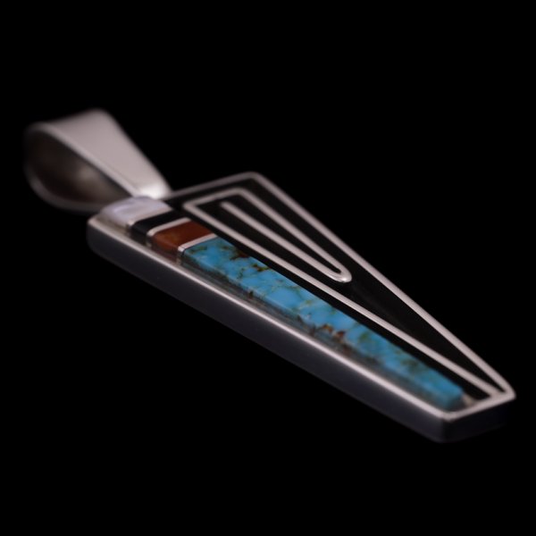 画像3: ナバホ族 Albert Nells TQ マルチカラー インレイ ペンダント (3)