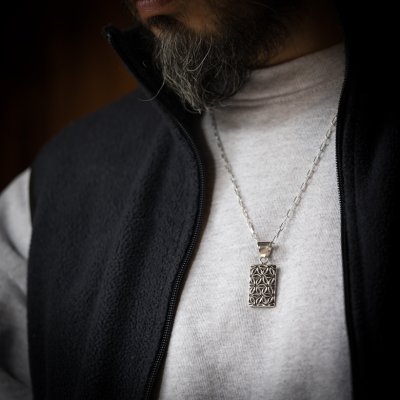 画像2: ナバホ族 Lyle Secatero フラワー スクエア ペンダント