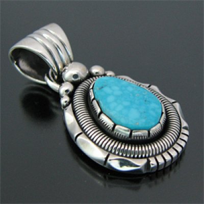 画像1: ナバホ族 Will Vandever キングマン ペンダント