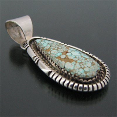 画像1: ナバホ族 Esther Spencer ナンバーエイトターコイズ ペンダント