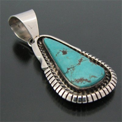 画像1: ナバホ族 Esther Spencer ターコイズマウンテンン ペンダント