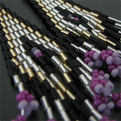 画像3: オリジナル ビーズ チマヨ柄 パープル 小 ドロップタイプ/アメリカンタイプ ピアス