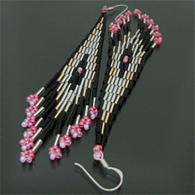 画像2: オリジナル ビーズ チマヨ柄 ピンク 大 ドロップタイプ/アメリカンタイプ ピアス