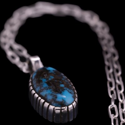 画像1: 【RM】Apache Blue シルバー ハンドメイド ペンダント