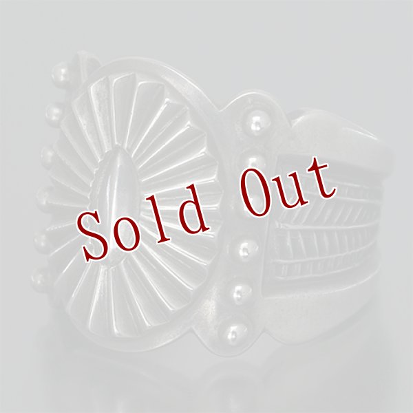 画像6: サウスパイユート族 Steven Tiffany コインシルバー サンバースト リング 20号 (6)