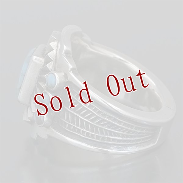 画像3: サウスパイユート族 Steven Tiffany キングマン サンバースト コインシルバー  リング 21.5号 (3)