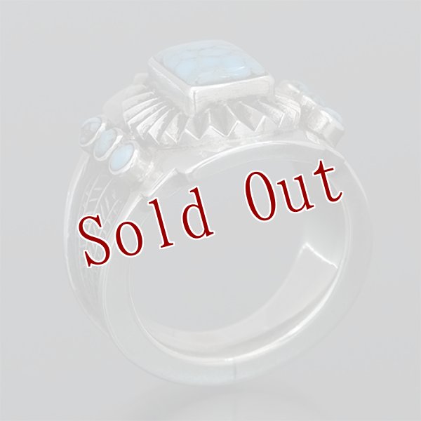 画像4: サウスパイユート族 Steven Tiffany キングマン サンバースト コインシルバー  リング 21.5号 (4)