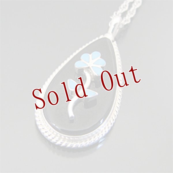 画像1: ズニ族 Lamar Lasiloo フラワー ジェット インレイ ネックレス (1)