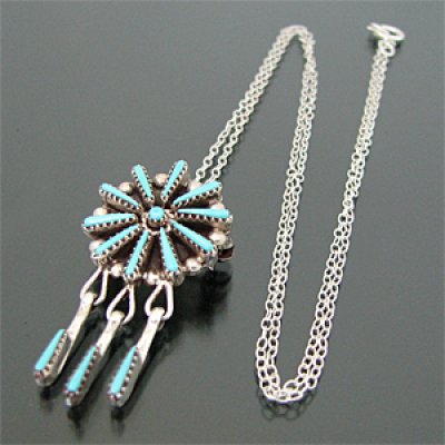 画像1: ズニ族 ターコイズ ニードルポイント チャーム ネックレス